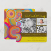 Korte regenboogcirkels Pop geboorteaankondiging Aankondiging (Voorkant / Achterkant)