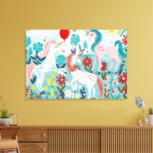 Korte regenboogmeisjes canvas afdruk (Insitu (Woonkamer))