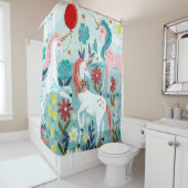 Korte regenboogmeisjes douchegordijn (In situ)