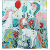 Korte regenboogmeisjes douchegordijn (Voorkant)