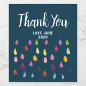 Korte regendruppels, kleurrijke regenkunst wijn etiket (Enkel label)