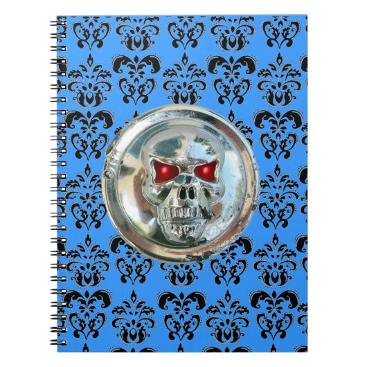 KORTE RIDERS DAMASK zwart wit blauw Notitieboek (Voorkant)