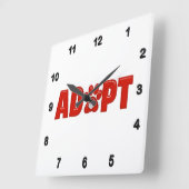 Korte rode ADOPT Animal Paw-afdrukken met wit hart Vierkante Klok (Hoek)