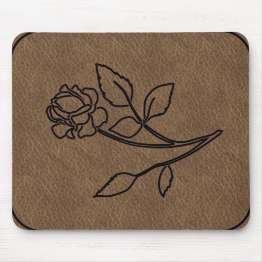 KORTE ROOS LEATHER MousePad Muismat (Voorkant)