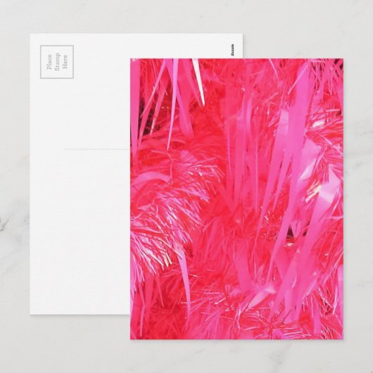 Korte roze kerstboom feestdagenkaart (Voorkant / Achterkant)