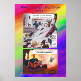 Korte stripverhaal Fantasie Wereld Verandering Kun Poster