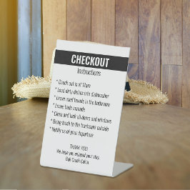 Korte termijn huur checkout instructies Vakantie   Reclamebord Met Voetstuk
