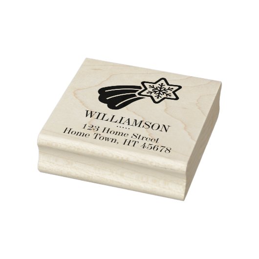 Korte terugadres tekst met vallende ster voor de f rubberstempel (Stempel)