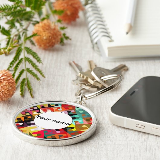 Korte vormen abstract ontwerp sleutelhanger (Zijkant)