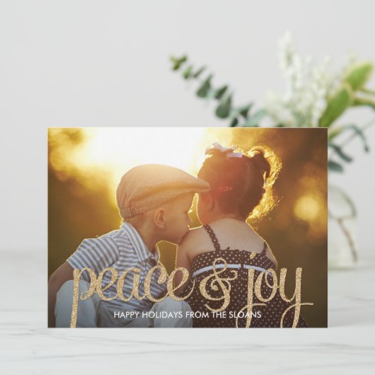 Korte vredes- en feestelijke fotokaart feestdagenkaart (Staand voorkant)