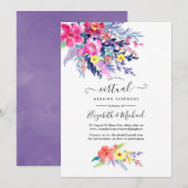 Korte Waterverf Floral Online Virtual Wedding Kaart (Voorkant / Achterkant)