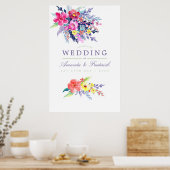 Korte Waterverf Floral Weddenschap Welkomstteken Poster (Keuken)