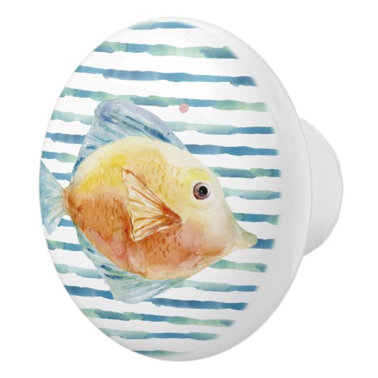 KORTE WATERVERF TROPISCHE VIS, ACHTERVACATIE KERAMISCHE KNOP (Rechts)