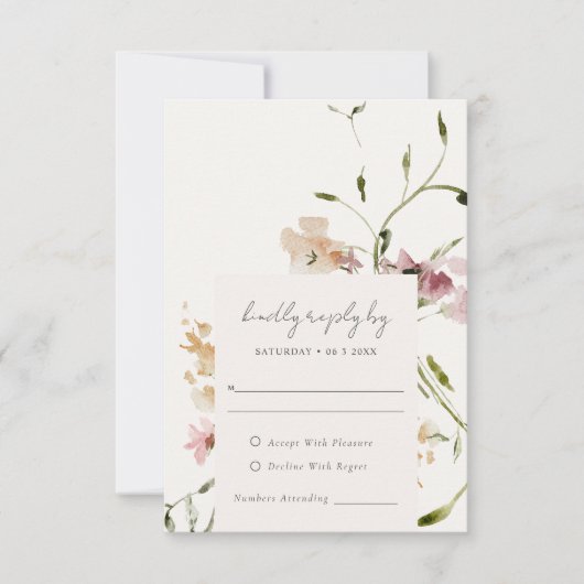 Korte Waterverf van het weide beest RSVP Kaartje (Voorkant)