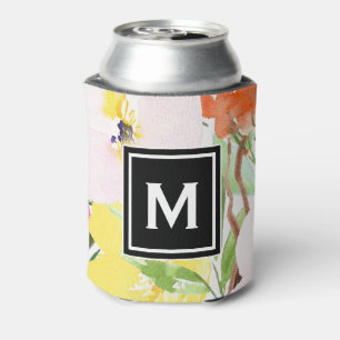 Korte Waterverf Voorjaarsbloei Floral Monogram Blikjeskoeler
