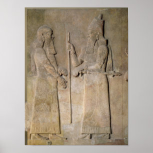 Korte weergave van Sargon II en een vizier Poster