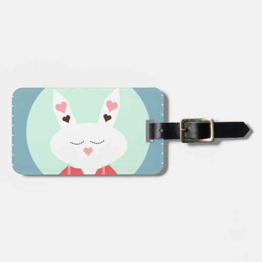 Korte witte paasbundel met roze harten bagagelabel (Voorkant horizontaal)