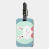 Korte witte paasbundel met roze harten bagagelabel (Voorkant verticaal)