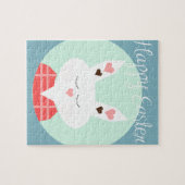 Korte witte paasbundel met roze harten legpuzzel (Horizontaal)