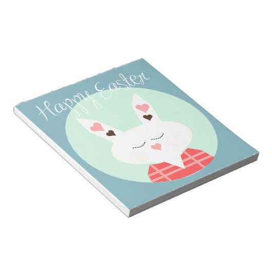 Korte witte paasbundel met roze harten notitieblok (Schuin)