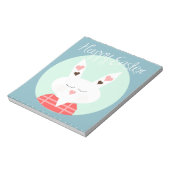 Korte witte paasbundel met roze harten notitieblok (Linkerzijde)