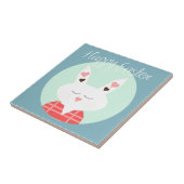 Korte witte paasbundel met roze harten tegeltje (Zijkant)