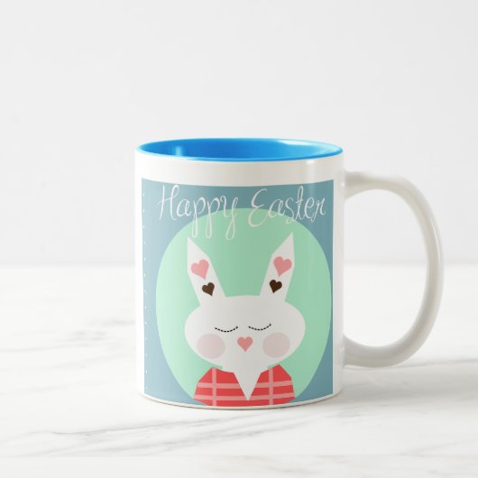 Korte witte paasbundel met roze harten tweekleurige koffiemok (Rechts)