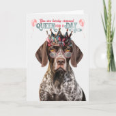 Korthaar Pointer Dog Queen voor Dag Funny Verjaard Kaart (Voorkant)