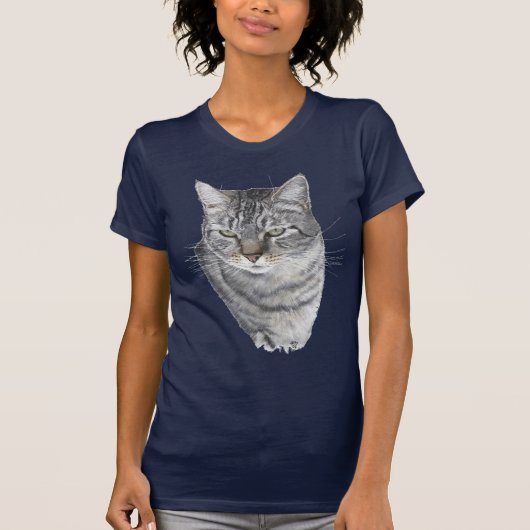 Korthaar Tabbykat Kopstudie T-shirt (Voorkant)