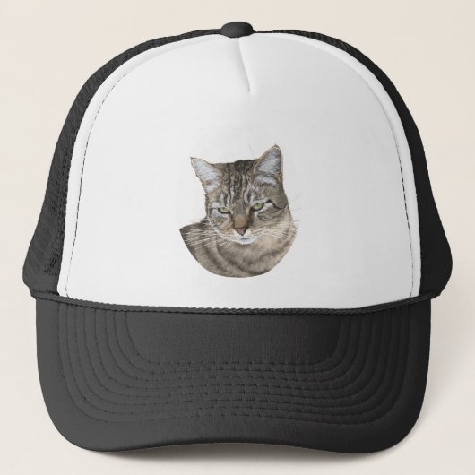 Korthaar Tabbykat Kopstudie Trucker Pet (Voorkant)