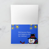 Korthamer en Sneeuwpop Tuin Kerstkaart Feestdagen Kaart (Binnen)