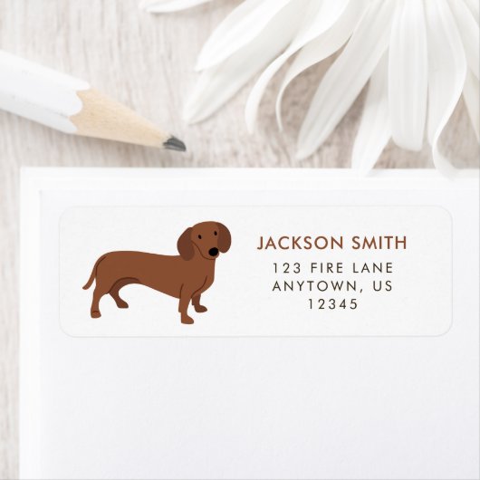 Kortharige Dachshund Retouradreslabel Etiket (Insitu)