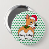 Kortharige Hond Kerstmis Ronde Button 4,0 Cm (Voorkant /achterkant)