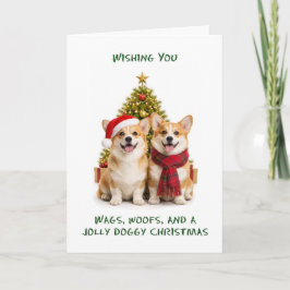 Kortharige Honden Kerstmis Feestdagen Kaart