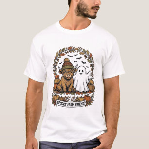 Kortharige Hooglandrund Halloween Spoken Pompoen R T-shirt