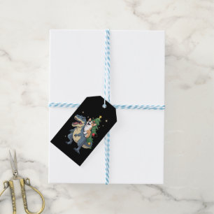 Kortharige Kerst Dinosaurus Boom Rex Vakantie Kers Cadeaulabel
