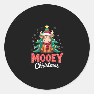 Kortharige koe Heifer Kerstman Hoed Mooey Kerstboo Ronde Sticker