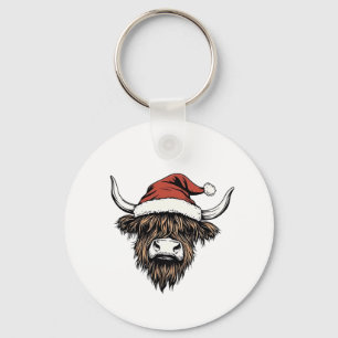 Kortharige Koe Kerstmis Kerst Santa Wolharige Boer Sleutelhanger