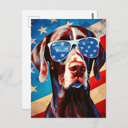 Kortharige Pointer 4th van juli Onafhankelijkheids Briefkaart (Voorkant / Achterkant)
