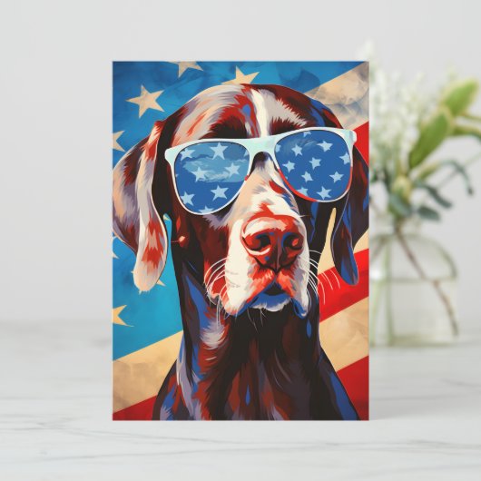 Kortharige Pointer 4th van juli Onafhankelijkheids Feestdagenkaart (Staand voorkant)