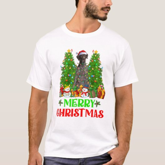 Kortharige Pointer Dog Christmas T-shirt (Voorkant)
