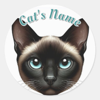  kortharige Siamese kat · Gepersonaliseerd Ronde Sticker