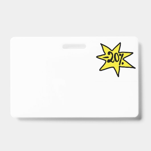 Korting 20%. Promotie, bonus, bedrijf, prijs    Badge (Voorzijde)