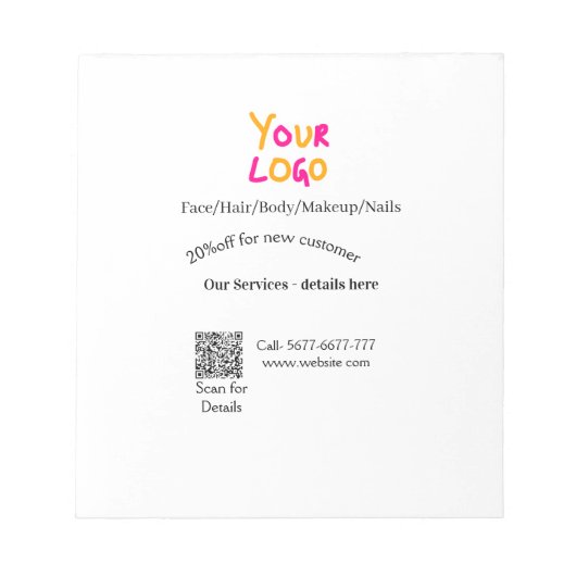 Korting aanbieding diensten contact Spa massage sa Notitieblok (Voorkant)