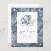 Korting Baby Olifant Baby shower Invitation