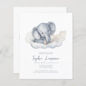 Korting Baby Olifant op een Baby shower Uitnodigin (Voorkant / Achterkant)