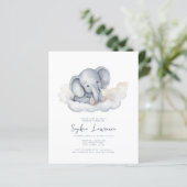 Korting Baby Olifant op een Baby shower Uitnodigin (Staand voorkant)