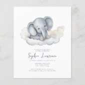Korting Baby Olifant op een Baby shower Uitnodigin (Voorkant)
