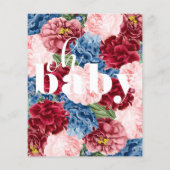 Korting Blauw en Rode Floral, Baby shower (Achterkant)