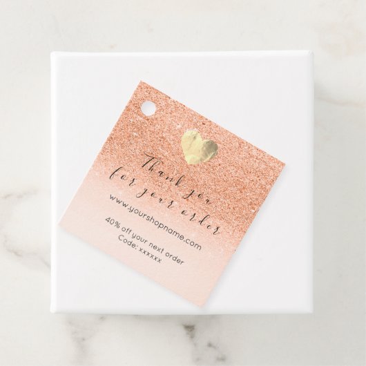 Korting Code Logo Gold Heart Bedankt Glitter Bedankjes Labels (In situ)